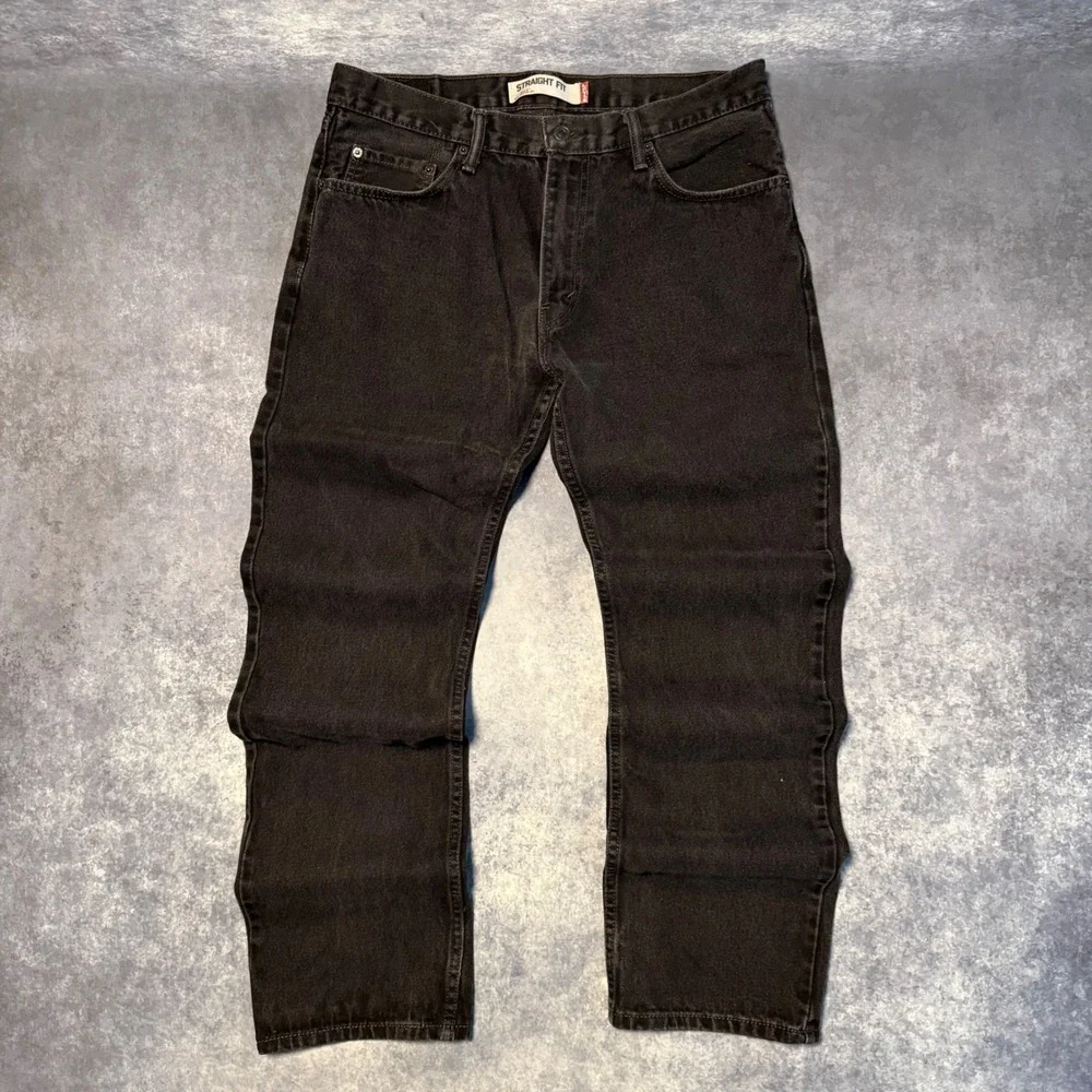 Levis 505 Mens Straight Fit Jeans 34x32 Faded Black Denim Pants 00505-0260 Y2K